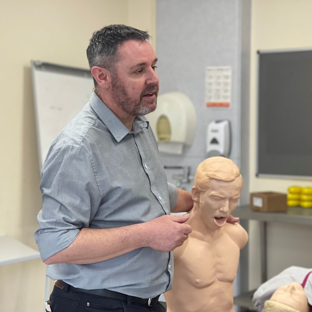 Pictured: Paul Ellis with “Charlie”, one of the mannequins that has been purchased by the RDCH Welfare Fund and will be used to facilitate the training on helping someone who is choking.